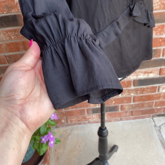 The Impeccable Pig Caramela Black Ruffle Blouse - Picture 4 of 8